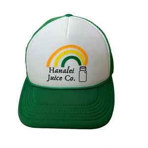 vintage Trucker hat HANALEI JUICE CO Hawaiian Hawaii baseball cap green graphic